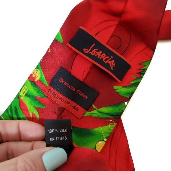 J. Garcia | 100% Silk Dracula Claus Christmas Reindeer Neck Tie - Picture 3 of 4